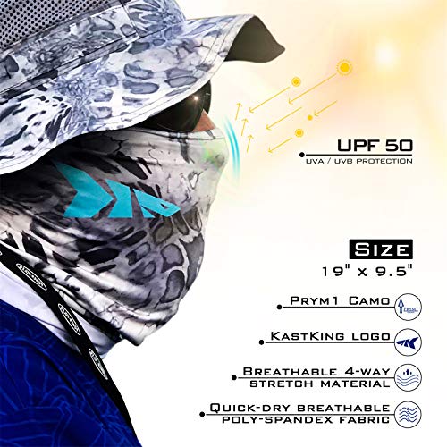 KastKing Sol Armis Neck Gaiter - UPF 50 Face Mask - UV Sun Protection Gaiter Sun Mask for Men & Women, Fishing, Hiking, Kayaking Mask, Prym1 Camo, RocketPop,19x9.5 Inches,Silver Mist,19x9.5 Inches