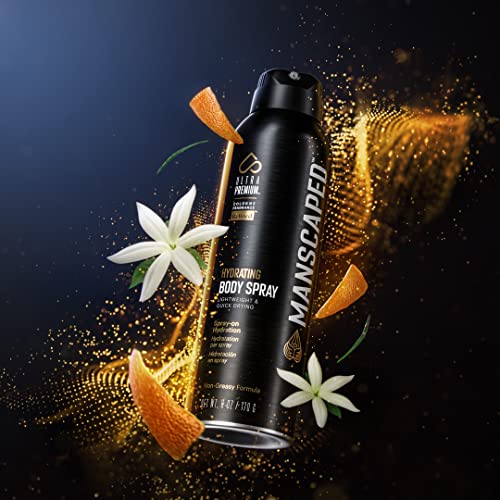 MANSCAPED™ UltraPremium Hydrating Body Spray, Non-Greasy Quick Drying Spray-On Moisturizer Formula with Red Algae and Hyaluronic Acid for Skin Hydration (6 oz Aluminum Bottle)