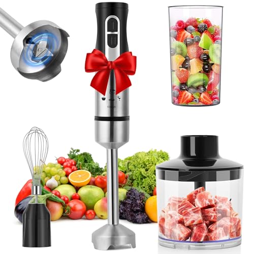 1000W 4-in-1 Immersion Hand Blender,Stainless Steel Stick Blender Mixer with Adjustable Speed & Turbo Mode,Electric Egg Whisk/Chopper Blender with Bowl, Food Processor for Baby Shakes Sauces Soups