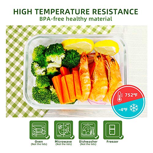 10 Pack Glass Meal Prep Containers Microwave Safe Meal Prep Bowls Food Storage Containers Glass Food Prep Containers with Lids Lunch Containers for Adults Meal Prep Lunch Box Bento Boxes for Adults