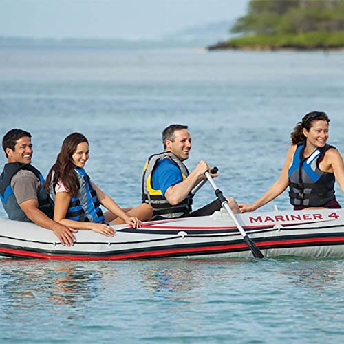 INTEX 68376EP Mariner 4 Inflatable Boat Set: Includes Deluxe 54in Aluminum Oars and High-Output-Pump – SuperTough PVC – Inflatable Thwart Seats – 4-Person – 1100lb Weight Capacity