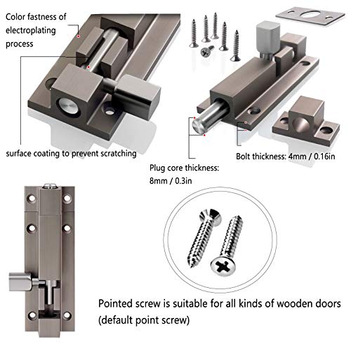 Zhi Jin 1Pc Thick Slide Barrel Door Bolt Latch Heavy Duty Gate Lock Security Guard Hardware