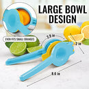 Zulay Metal 2-In-1 Lemon Lime Squeezer - Hand Juicer Lemon Squeezer - Max Extraction Manual Citrus Juicer (Blue Yellow)