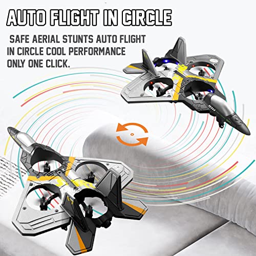 Akargol RC Plane 2.4Ghz Foam v17 Remote Control Airplanes - Helicopter Quadcopter for Adults and Kids, Spinning Drone, Gravity Sensing, Stunt Roll,Cool Light, 2 Battery, Gifts for Kids Boys