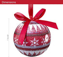 Invero 14 Piece Christmas Theme Decoupage Baubles Set - Ideal for all Types of Christmas Trees or General Home Decoration - Includes Gift Storage Box