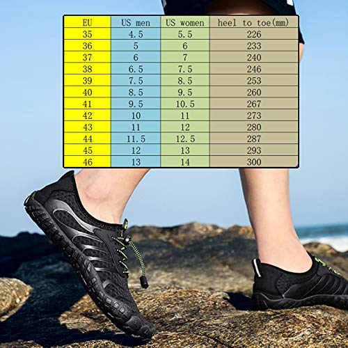 Water Shoes Men,Mens Water Shoes,Water Shoes Women,Barefoot Shoes,Quick Dry Aqua Swim Shoes,Slip-on Soft Beach Shoes,Quick Dry Water Shoes,Aqua Sports Outdoor Shoes for Pool Beach Surf Walk Water Yoga, Black, 11 Women/10 Men