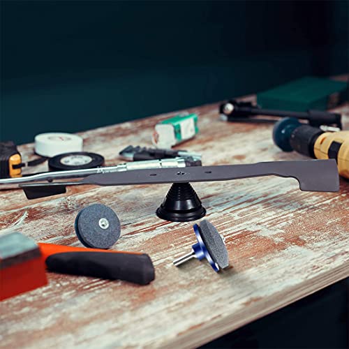 LAOJU Lawnmower Blade Sharpener 4 Pack Rotary Lawn Mower Sharpener with Steel Backing, Universal Garden Tool Blade Sharpener for Power Drill Hand Drill