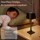 Cordless Table Lamp, Rechargeable All Aluminum Alloy LED Desk Lamp with 5200 mAh, Touch Dimming, IP54 Waterproof, One-Piece Design Night Light for Dinner, Bedside, Restaurant, Bar, Bedroom (Black)