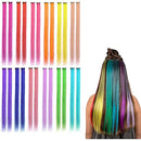 24 Pieces 20inch Colored Clip in Hair Extensions Rainbow Straight Highlight Hairpieces