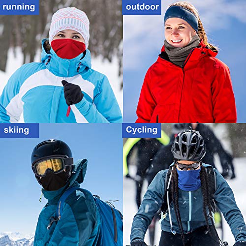 4 Pieces Winter Fleece Neck Warmer Gaiter Thick Thermal Windproof Ski Neck Gaiter Balaclava, Black, Blue, Red, Coffee, l