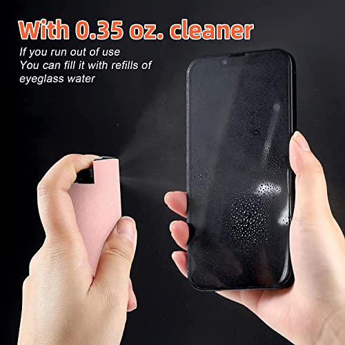 Touchscreen Mist Cleaner, Screen Cleaner, for All Phones, Laptop and Tablet Screens,Two in One Spray and Microfiber Cloth (Pink)