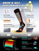 TSLA 2 Pack Men and Women Winter Ski Socks, Calf Compression Snowboard Socks, Warm Thermal Socks for Cold Weather MZS83-KOG Medium