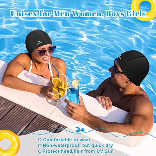 Lahtak Swim Caps Ear Protection 3D - Swimming Cap for Women Men - Silicone Swim Cap Waterproof - Fits Long Hair & Short - adult Swim Cap - Youth