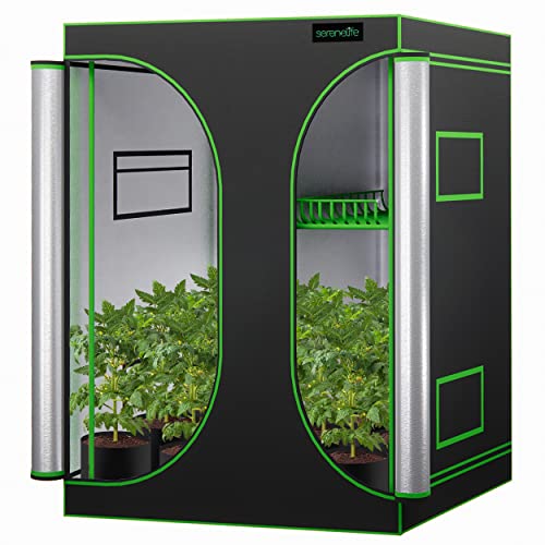Lightweight Hydroponic Grow Tent Garden - 36'' x 24'' x 53'' Indoor Plant Growing System w/Durable Reflective 600D Mylar, Observation Window - Includes Removable Floor Tray, Pole Shelf