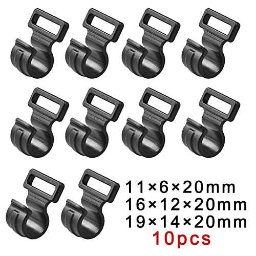 NC Pack of 10 Tent Hooks Camping Caravan Awning Pole Plastic Inner C Clips Durable Climbing Equipment Fishing Equipment Black, 19 x 20 x 14 mm