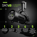 Shure SM7db Active Dynamic Broadcast Voice Over Cardioid Microphone
