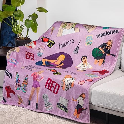 Artlunar Singer Inspired Throw Fleece Blanket Gifts for Music Lovers Women Girls, Cozy Travel Blanket Perfect for Sofa Bed  (Purple-6042, 60" x 50")