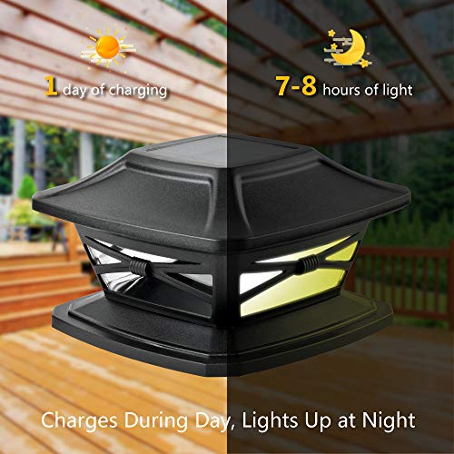 Davinci Lighting Flexfit Solar Outdoor Post Cap Lights - One-Size-Fits-All Base for 4x4 5x5 6x6 Wooden Posts - Bright LED Light - Slate Black (1 Pack)