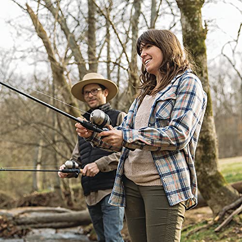 Zebco 33 Spincast Reel and Fishing Rod Combos (2-Pack), 5-Foot 6-Inch 2-Piece Fiberglass Rods with EVA Handle, Quickset Anti-Reverse Fishing Reels with Bite Alert, 1-Pink, 1-Black