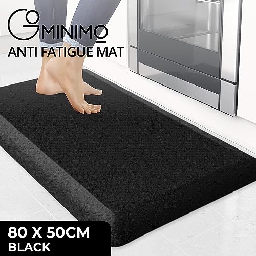 Gominimo Anti-Fatigue Kitchen Mat, Kitchen Mats Cushioned, Kitchen Floor Mat, Anti Fatigue Mat, Kitchen Mat Cushioned, Standing Mat, Kitchen Mat, Kitchen Floor Mats Non Slip (50 x 80 x 1.9cm, Black)