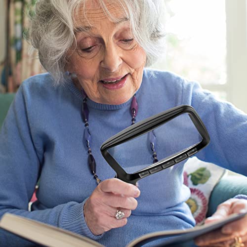 Large Hand Magnifying Glass Handheld Folding Reading Magnifier 3X Magnification with 5 Dimmable LEDs Ideal for Reading Small Prints, Book