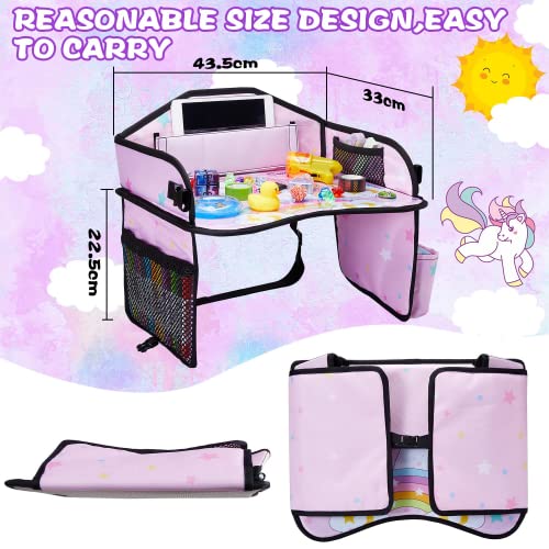 Lordap Kids Travel Tray for Toddler Car Seat,Toddler Car Seat Tray Organizer,Large Ipad Holder A Road Trip Essential,Soft Padding,Waterproof,Food & Snack Lap Tray Carseat,Stroller,High Chair (Pink)