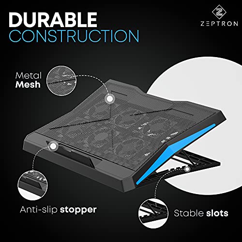 Zeptron Height Adjustable Laptop Cooling Stand / Cooling Pad / Cooler with Six Fans Compatible for Acer, HP, MacBook, Lenovo, Dell, Chromebook / 11.6 Inch, 13.3 Inches,15.6” All Laptops & Notebooks
