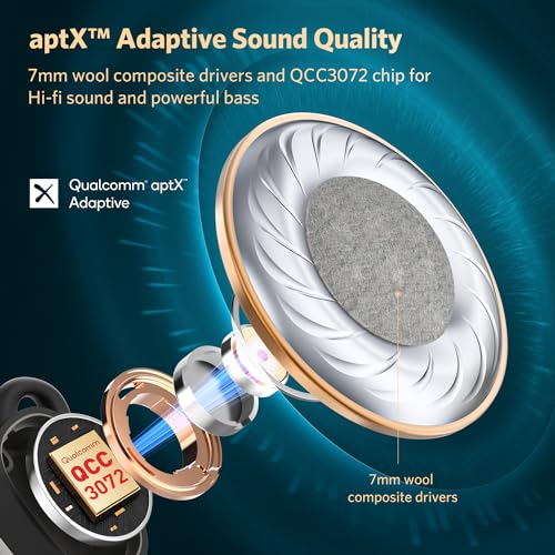 EarFun Free Pro 3 Noise Canceling Wireless Earbuds, Snapdragon Sound with Qualcomm aptX™ Adaptive, 43dB Noise Reduction, 6 Mics ENC Bluetooth Earbuds, Multipoint Connection, Custom EQ, Brown Black