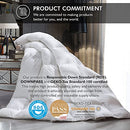 (King) - Luxurious King/California King Size Siberian Goose Down Comforter, 1200 Thread Count 100% Egyptian Cotton 750FP, 1480ml, 1200TC, White Solid