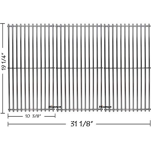 Hisencn Repair kit Replacement for Jenn Air 720-0337, 7200337, 720 0337 Gas Grill Model, 4pack Stainless Steel Burners Pipe Tube, Heat Plates Sheild Tent, Set of 3 Grill Cooking Grid Grates