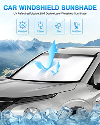 KUST Windshield Sun Shade for Mitsubishi Outlander 2022 2023 2024 Window Shade Sun Visor Cover Foldable Blocks UV Rays Keep Your Car Cooler, Black,Silver