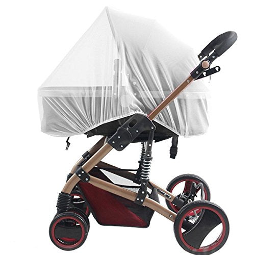 Strollers Mosquito Net by ZARPMA,Baby Universal Washable Pram Insect Cover Nets with Elasticated Keep Infants Away from Bee,Wasps,Mosquito,for Carry Cot,Bassinet,Pushchair(Max Diameter 59inches) (White)