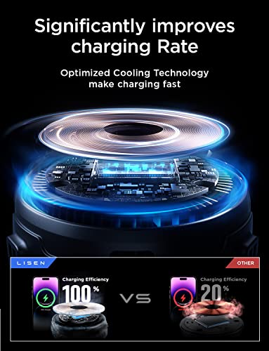 LISEN for MagSafe Car Mount Charger, [20 Strongest Magnets] 15W Wireless Car Charger Mount for iPhone, Ice Cooling Magnetic Car Phone Holder Charger Fit for iPhone 14 13 12 Pro Max Plus MagSafe Case