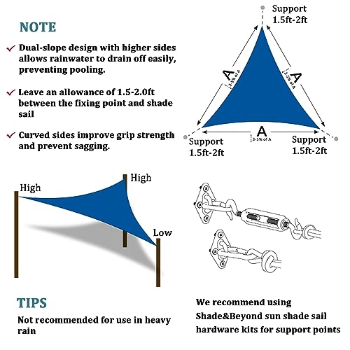 Shade&Beyond Triangle Sun Shade Sail for Patio Lawn Deck Garden Pergola (12'x12'x12', Blue), (We Make Custom Size)