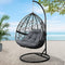 Gardeon Outdoor Egg Swing Chair Rattan Black Garden Bench Hanging Seat, Patio Baconly Furniture Chairs, with Cushions Stand Wicker Basket Water Resistant 150kg Capacity