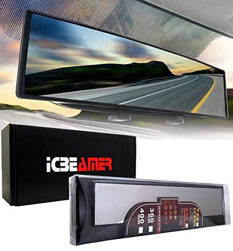 ICBEAMER 15.8" 400mm Easy Clip on Wide Angle Panoramic Blind Spot Fit Auto Interior Rearview Mirror Convex Clear Surface