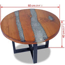 vidaXL Teak Resin Coffee Side Table Mango Wood Base Round Rustic Furniture