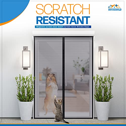 Magnetic Screen Door, French Door, Durable Fiberglass Double Door Screen Mesh Curtain to Keep Bugs Out