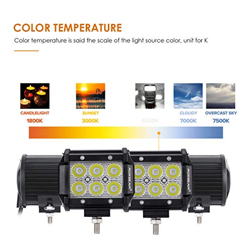 Auxbeam 4 Pcs 4" LED Light Bar 18W LED Pods 6pcs 3W CREE LEDs Spot Beam Driving Light Waterproof LED Bar