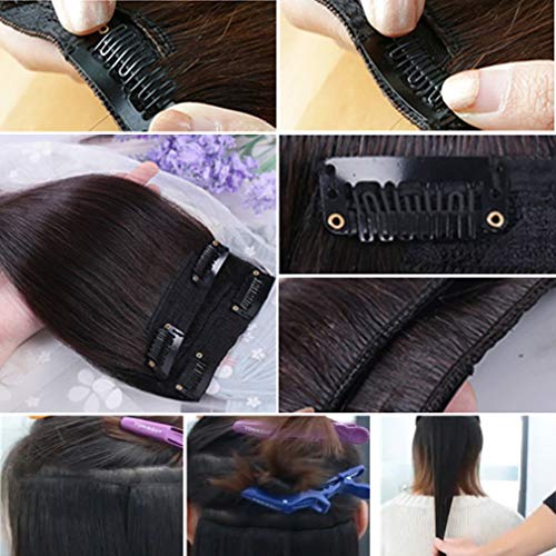 (36cm, Dark Brown) - 2 Pieces Dark Brown Human Hair Clip in Hair Extensions 36cm,Straight Hairpiece about 25g/pc,total 50g