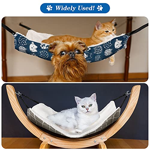 2 Pieces Reversible Cat Hanging Hammock Soft Breathable Pet Cage Hammock with Adjustable Straps and Metal Hooks Double-Sided Hanging Bed for Cats Small Dogs Rabbits and Other Small Animals (Medium)