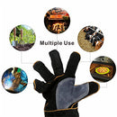 KIM YUAN Extreme Heat & Fire Resistant Gloves Leather with Kevlar Stitching,Mitts Perfect for Fireplace, Stove, Oven, Grill, Welding, BBQ, Mig, Pot Holder, Animal Handling