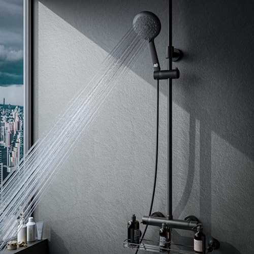 Azure's Premium High Pressure 5-Mode Self Cleaning Handheld Shower Head - Enjoy a Multifunctional Water Saving Hand held System with Descaling Technology - ABS - WELS & Watermark - Matt Black