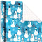 Hallmark Blue Foil Christmas Wrapping Paper with Cut Lines on Reverse (3 Rolls: 60 sq. ft. TTL) Snowmen, Snowflakes, Christmas Trees