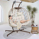 NICESOUL 2 Person Double Egg Chair Outdoor Patio Wicker Loveseat Hanging Chair Swing Egg Chairs with Cushions Double Seats Egg Chair 510 lbs Capaticy for Patio Backyard Balcony Bedroom Gift Cream