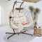 NICESOUL 2 Person Double Egg Chair Outdoor Patio Wicker Loveseat Hanging Chair Swing Egg Chairs with Cushions Double Seats Egg Chair 510 lbs Capaticy for Patio Backyard Balcony Bedroom Gift Cream