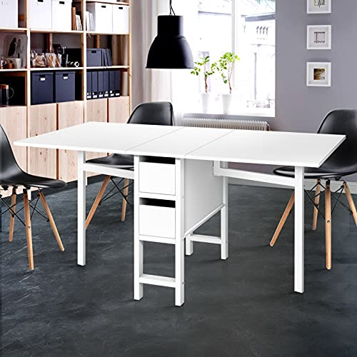 Artiss Dining Table Folding Coffee Tables Side Buffee Desk Foldable Lounge Desks Home Living Room Bedroom Kitchen Office Cafe Restaurant Furniture, Adjustable Size to 6 Seater, 150 x 80cm Wooden