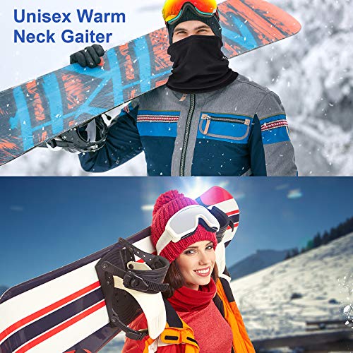 4 Pieces Winter Fleece Neck Warmer Gaiter Thick Thermal Windproof Ski Neck Gaiter Balaclava, Black, Blue, Red, Coffee, l