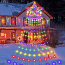 Christmas Lights Outdoor Decorations, 360LED Waterfall Christmas Tree Lights with IP44 Waterproof Plug in,8 Mode Twinkle Festoon Fairy Star String Lights for Indoor Yard Patio Party Wedding(Colourful)