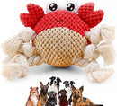 napojoy Dog Toys, Stuffed Dog Toys for Small Medium Large Dogs, Squeaky Dog Chew Toy with Crinkle Paper, Outdoor Puppy Toys Interactive Tough Plush Rope Toys Crab Shape